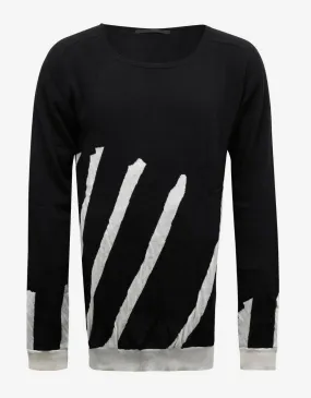 Haddad Black Scoop Neck Striped Sweater