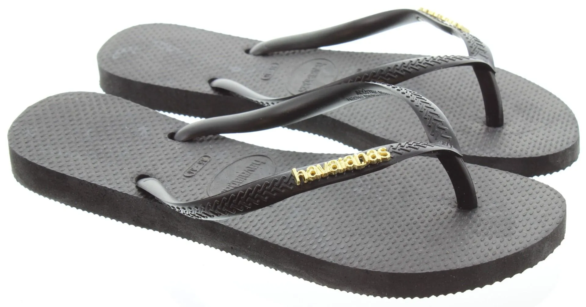 HAVAIANAS Ladies Slim Logo Metallic Flipflop Sandals In Black