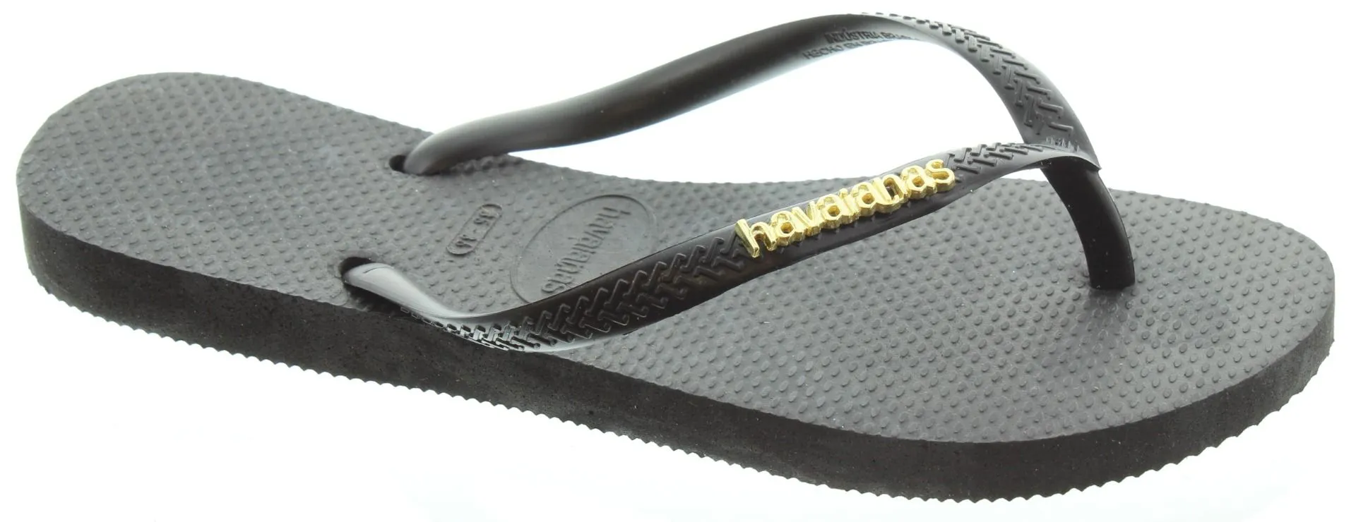 HAVAIANAS Ladies Slim Logo Metallic Flipflop Sandals In Black