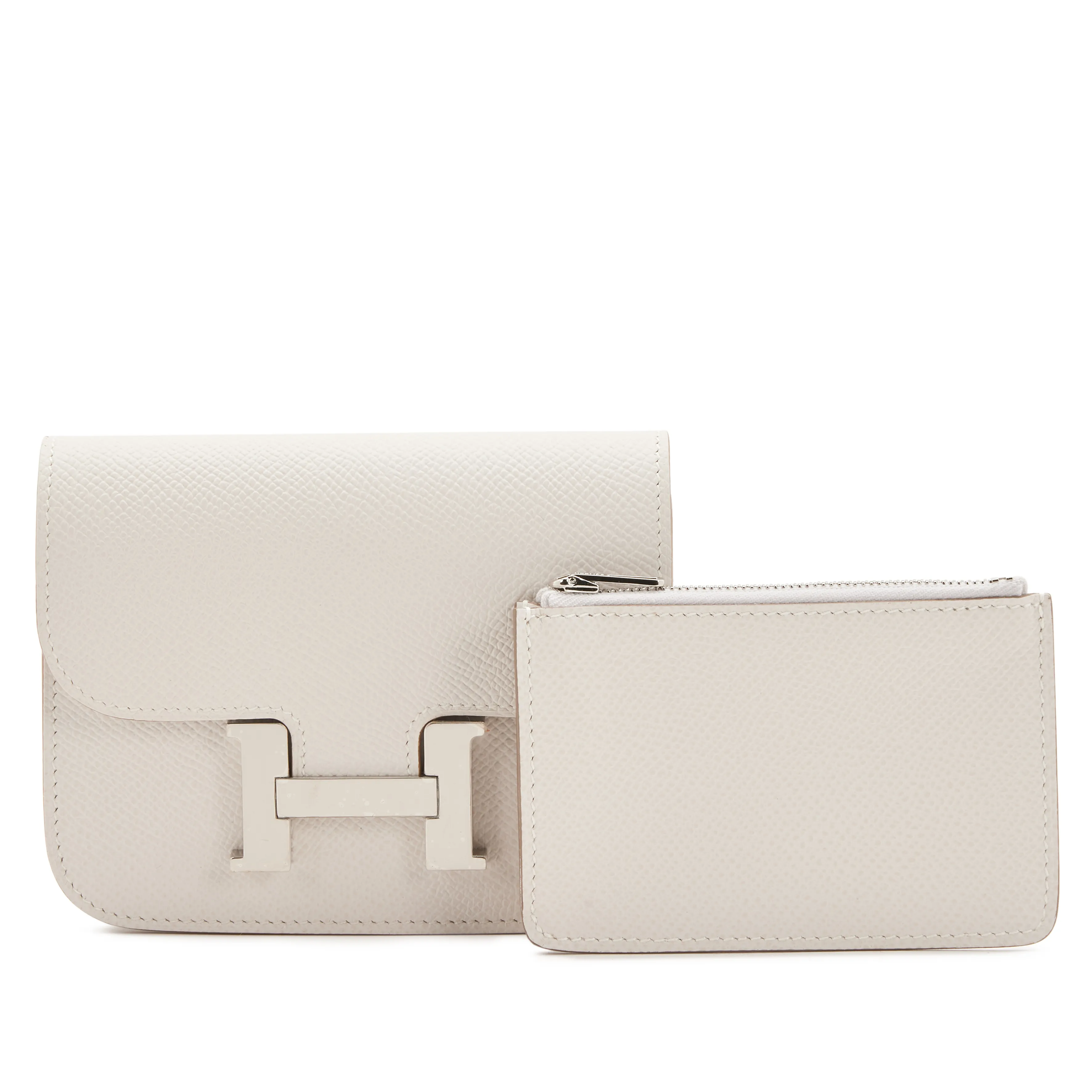 Hermès Gris Pale Epsom Constance Slim Wallet Palladium Hardware, 2023