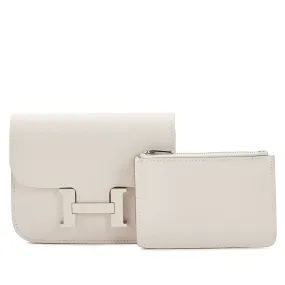 Hermès Gris Pale Epsom Constance Slim Wallet Palladium Hardware, 2023