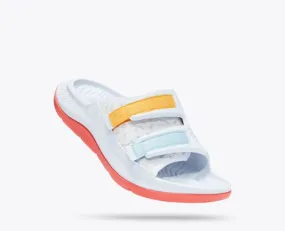 Hoka Womens ORA Luxe Recovery Slide Sandals- White/ Camelia