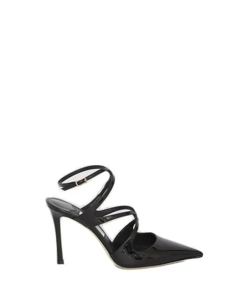 JIMMY CHOO Statement Pointed Heels in Black Patent Leather