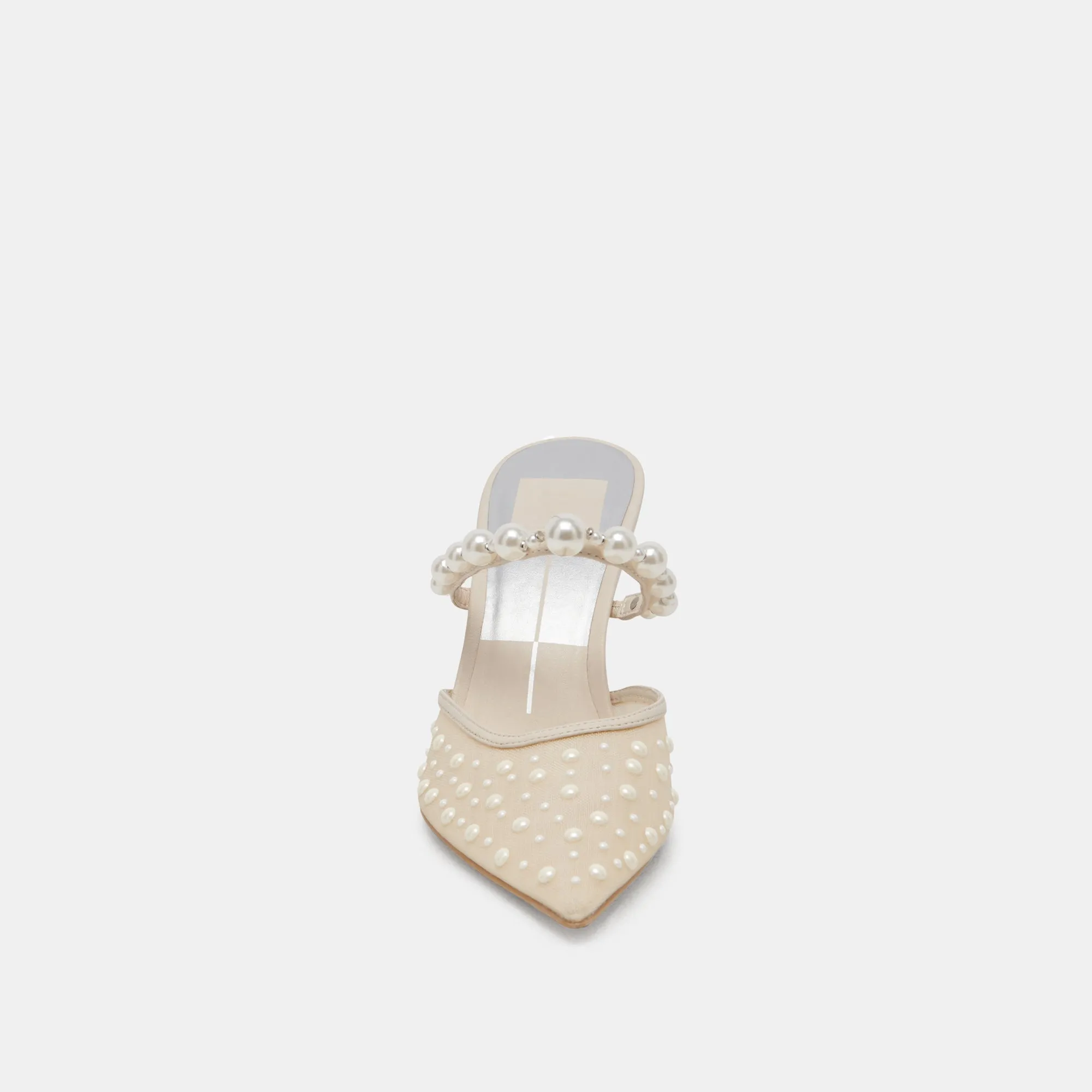 KATIK PEARL WIDE HEELS IVORY MESH