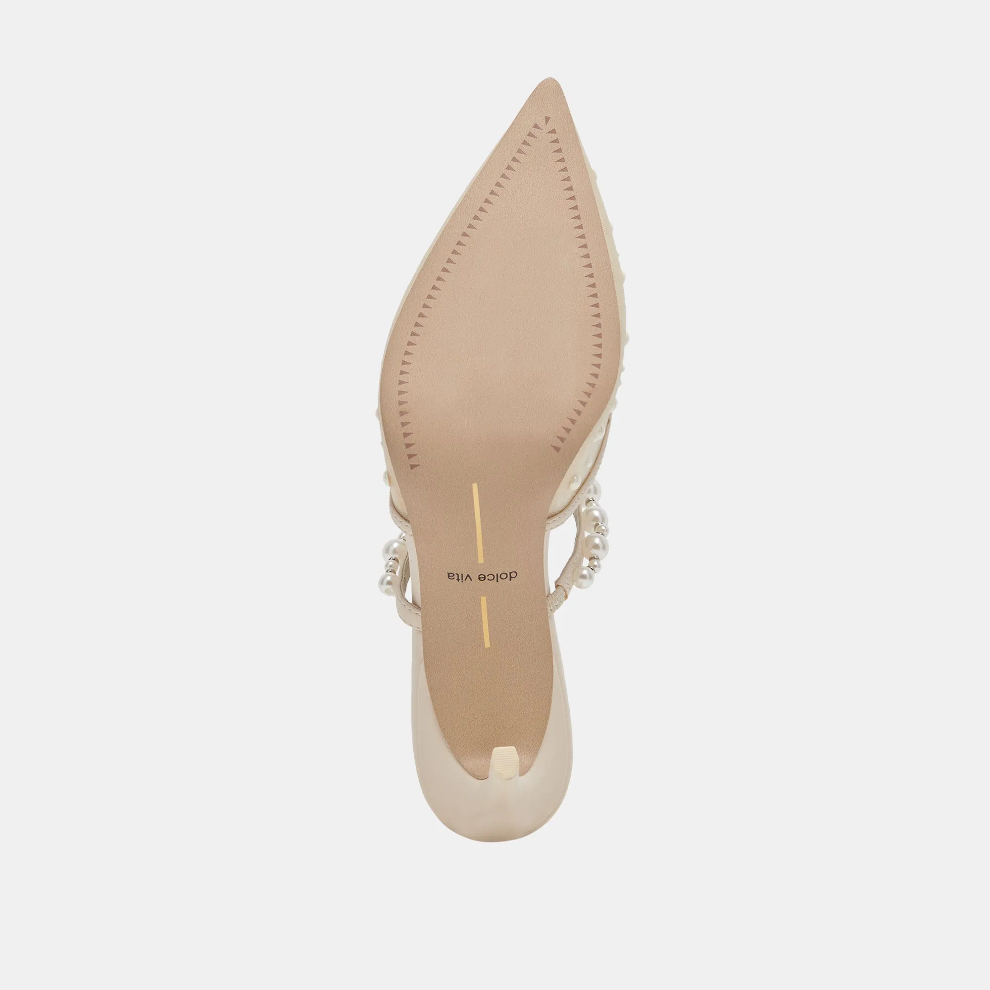 KATIK PEARL WIDE HEELS IVORY MESH