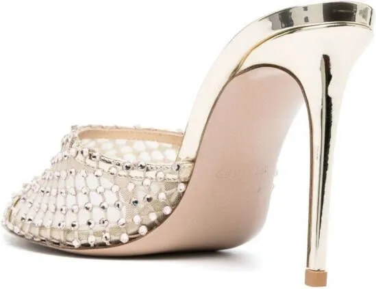 Le Silla Gilda 110mm crystal sandals Gold