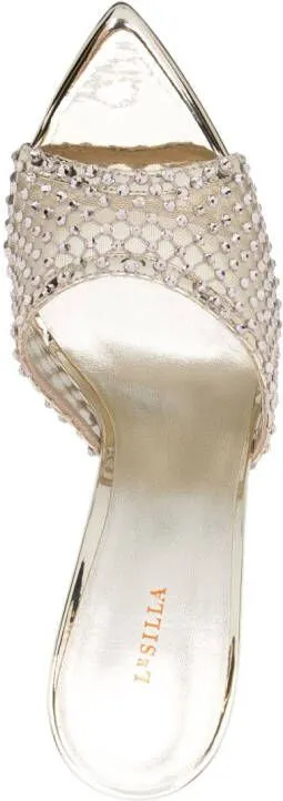 Le Silla Gilda 110mm crystal sandals Gold