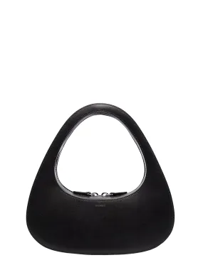 Leather handbag with logo print