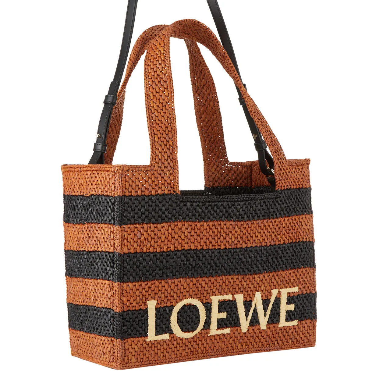 LOEWE PAULAS IBIZA 2024 Font Striped Tote Bag - Black  Honey