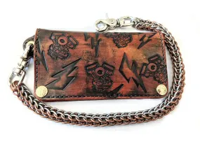 Long Biker Leather Chain Wallet - Napalm Spark