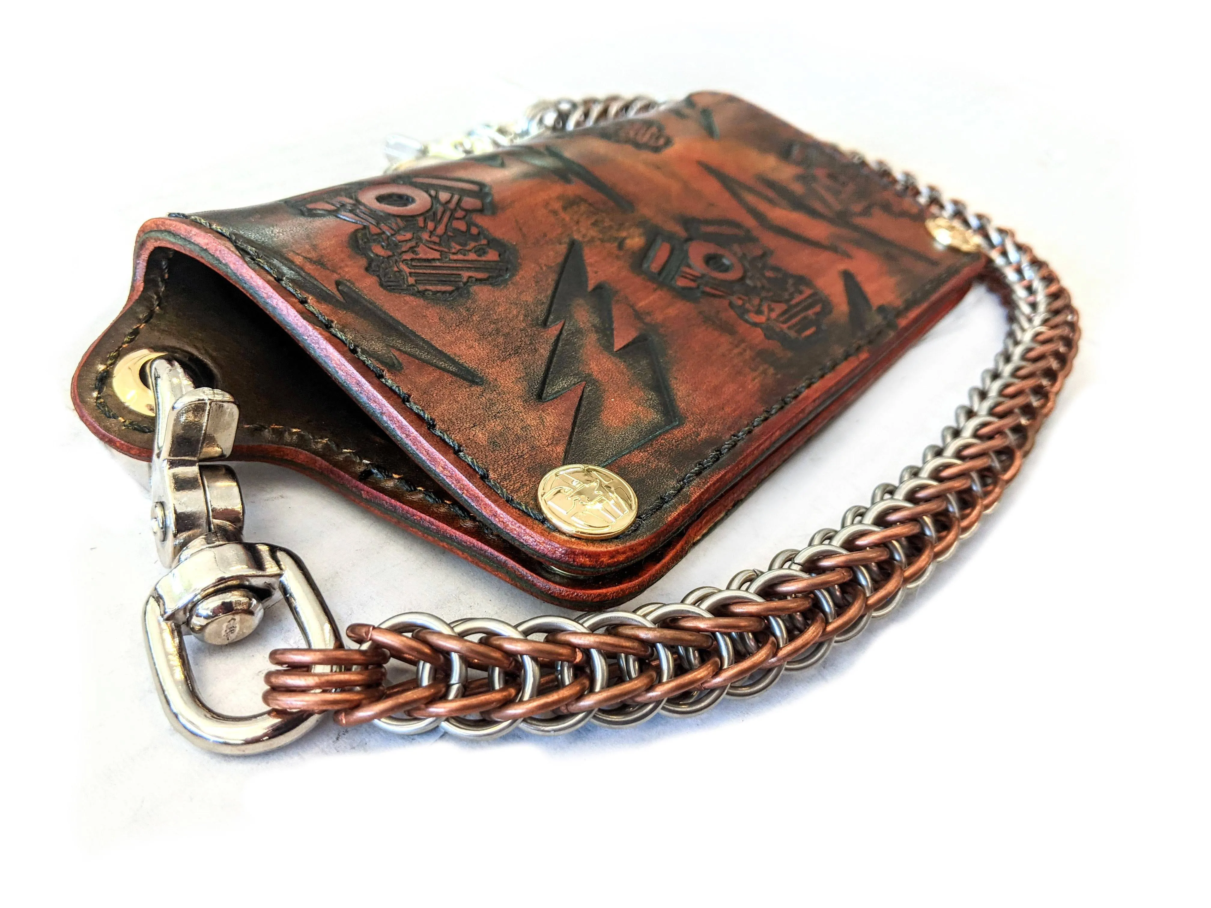 Long Biker Leather Chain Wallet - Napalm Spark