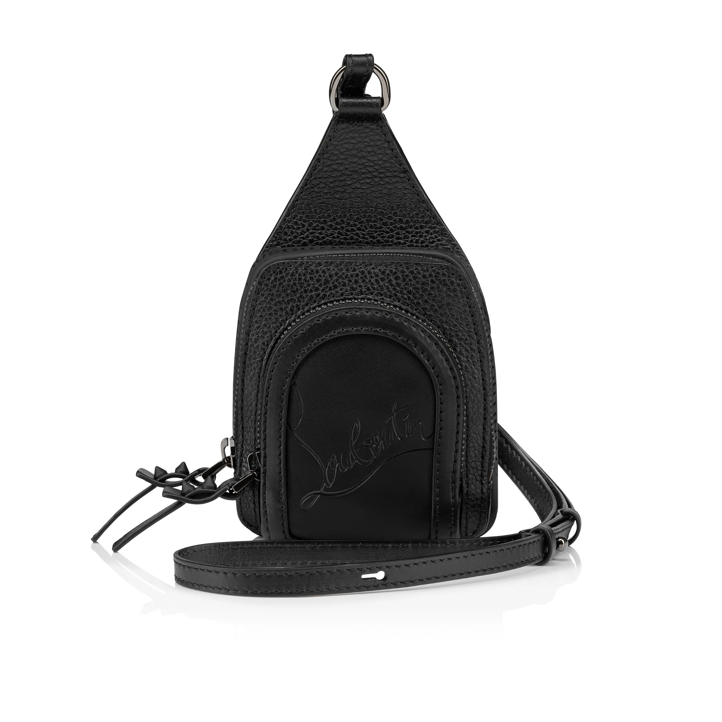 Loubifunk mini Crossbody bag - Smooth calf leather and grained calf leather - Black