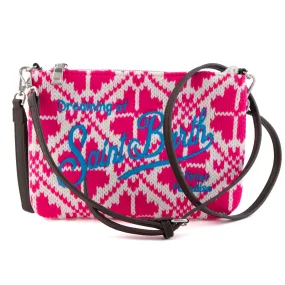 Mc2 Saint Barth White And Fuchsia Parisienne Knitted Handbag