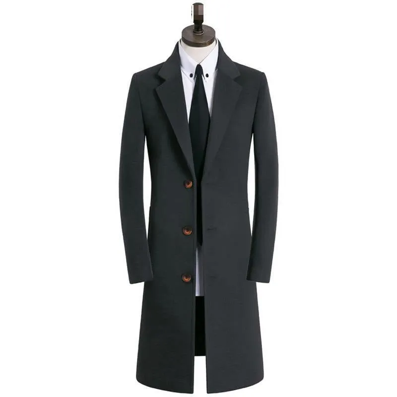 Men's Medium Long Woolen Coat