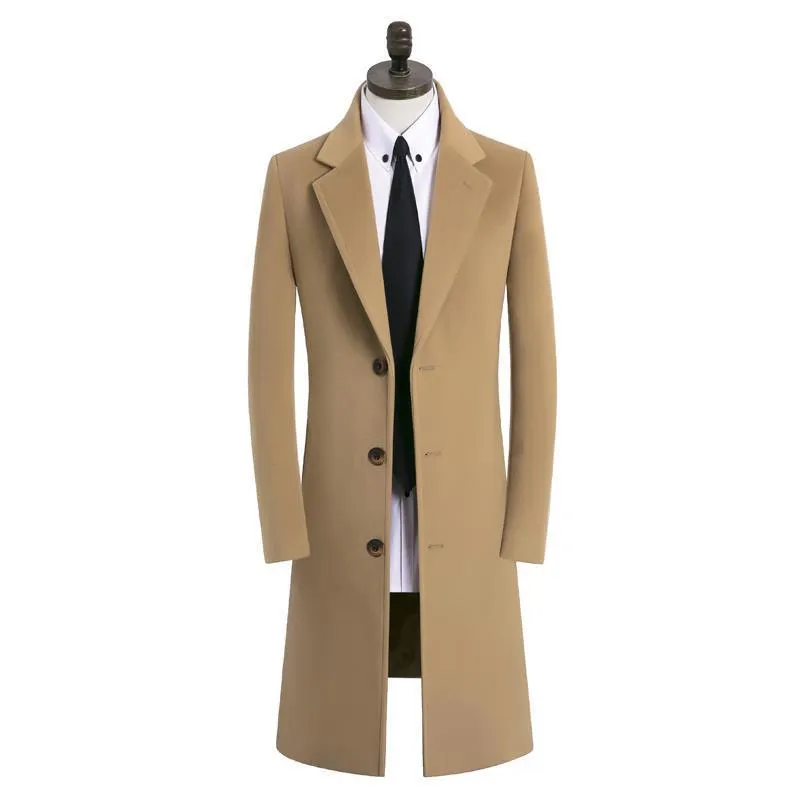 Men's Medium Long Woolen Coat