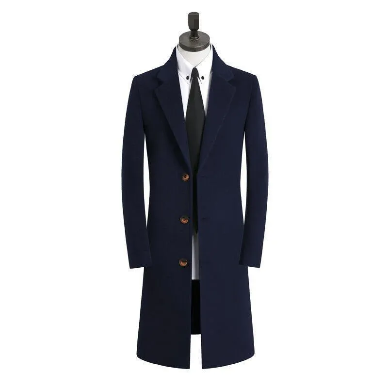 Men's Medium Long Woolen Coat