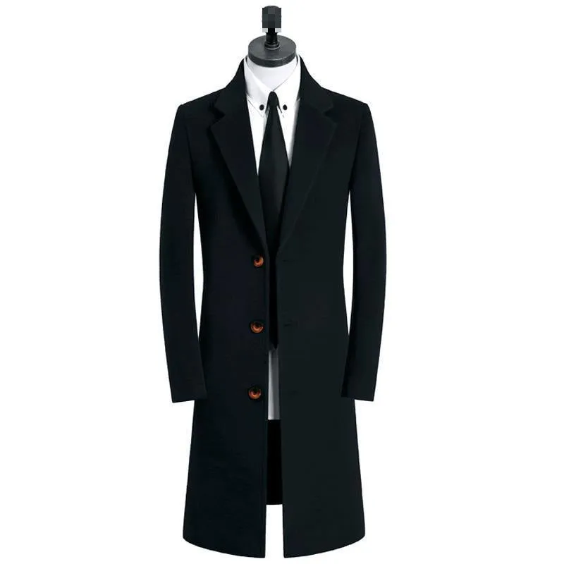 Men's Medium Long Woolen Coat