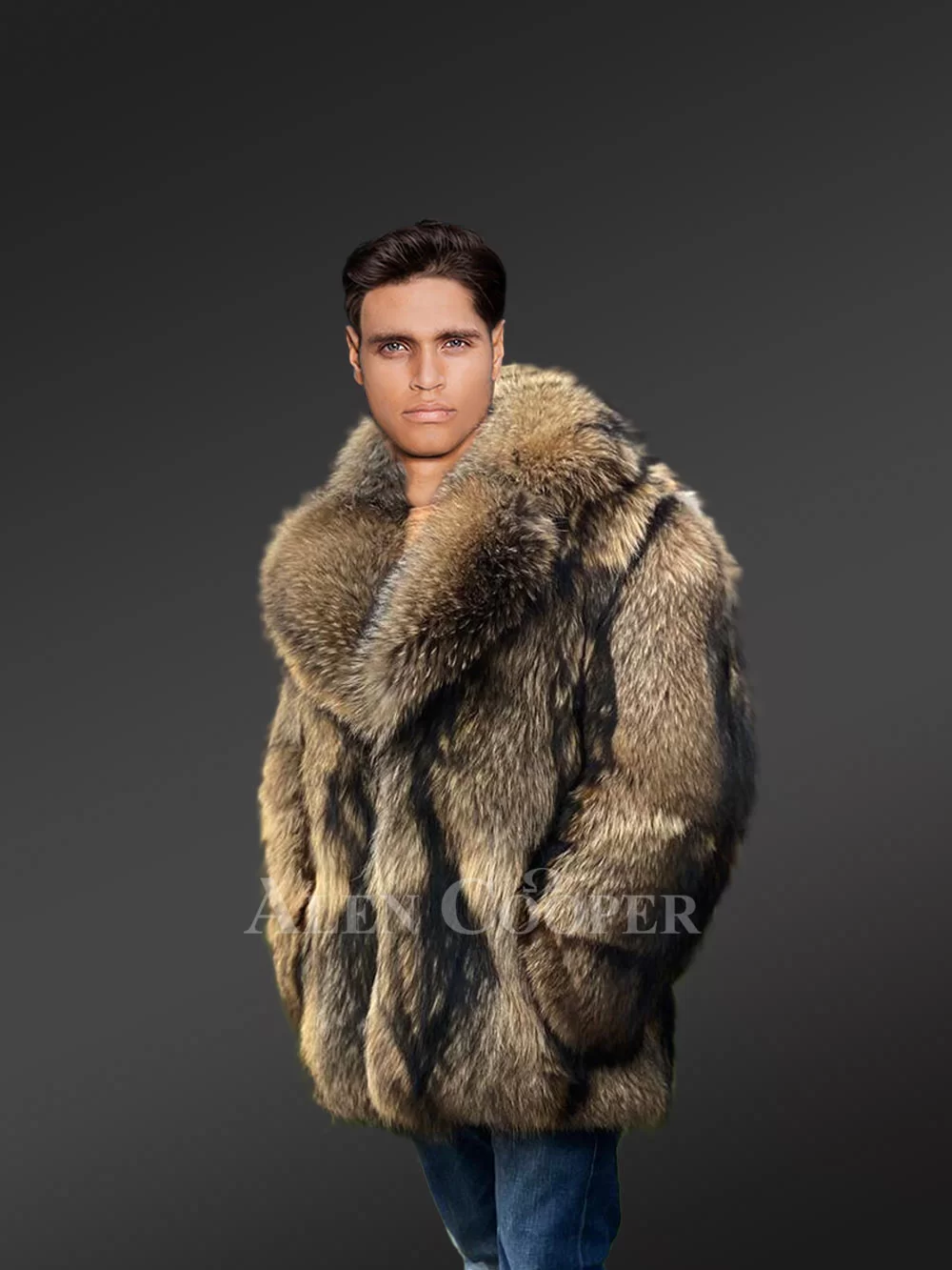 Men’s Raccoon Fur Jacket Fur Coat