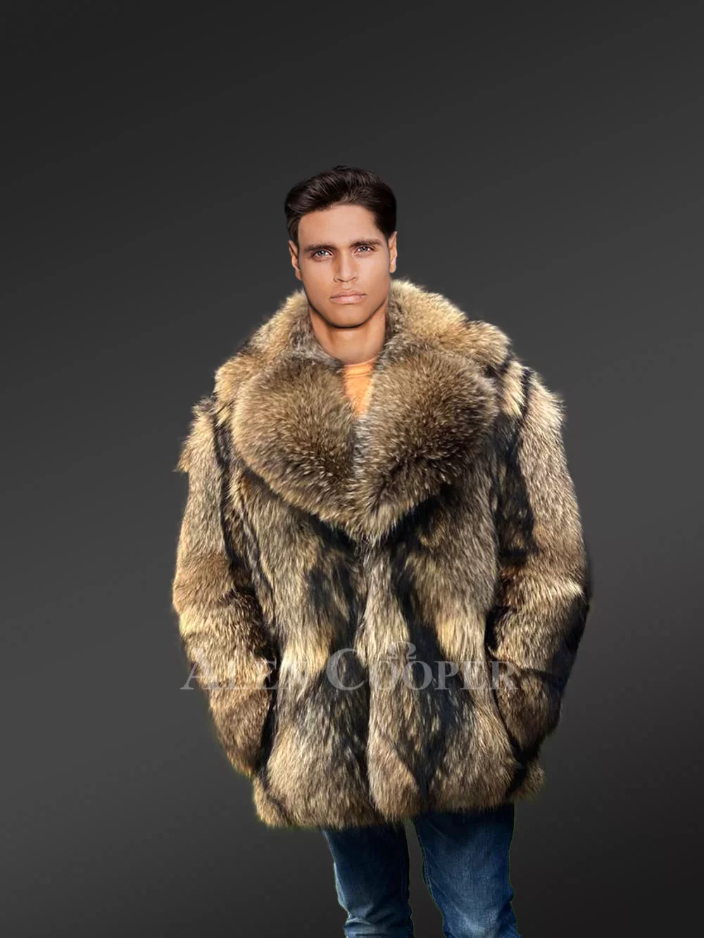 Men’s Raccoon Fur Jacket Fur Coat