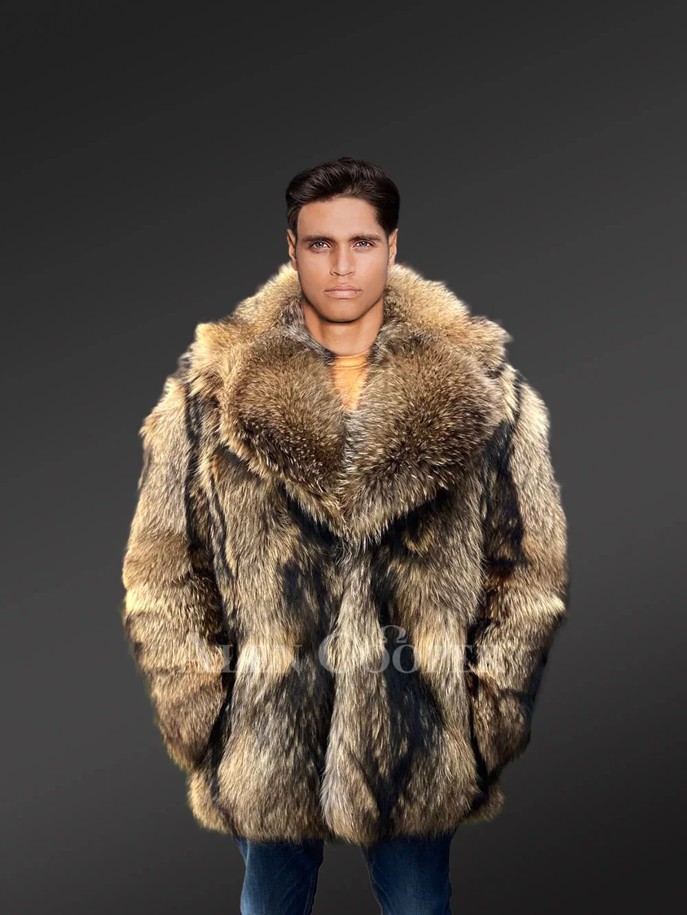 Men’s Raccoon Fur Jacket Fur Coat