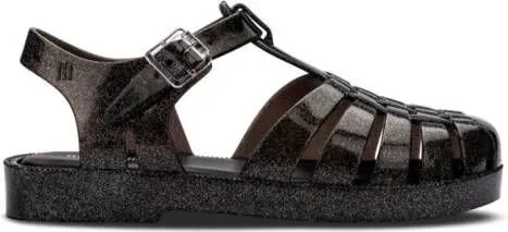 Mini Melissa glitter-detail jelly sandals Black