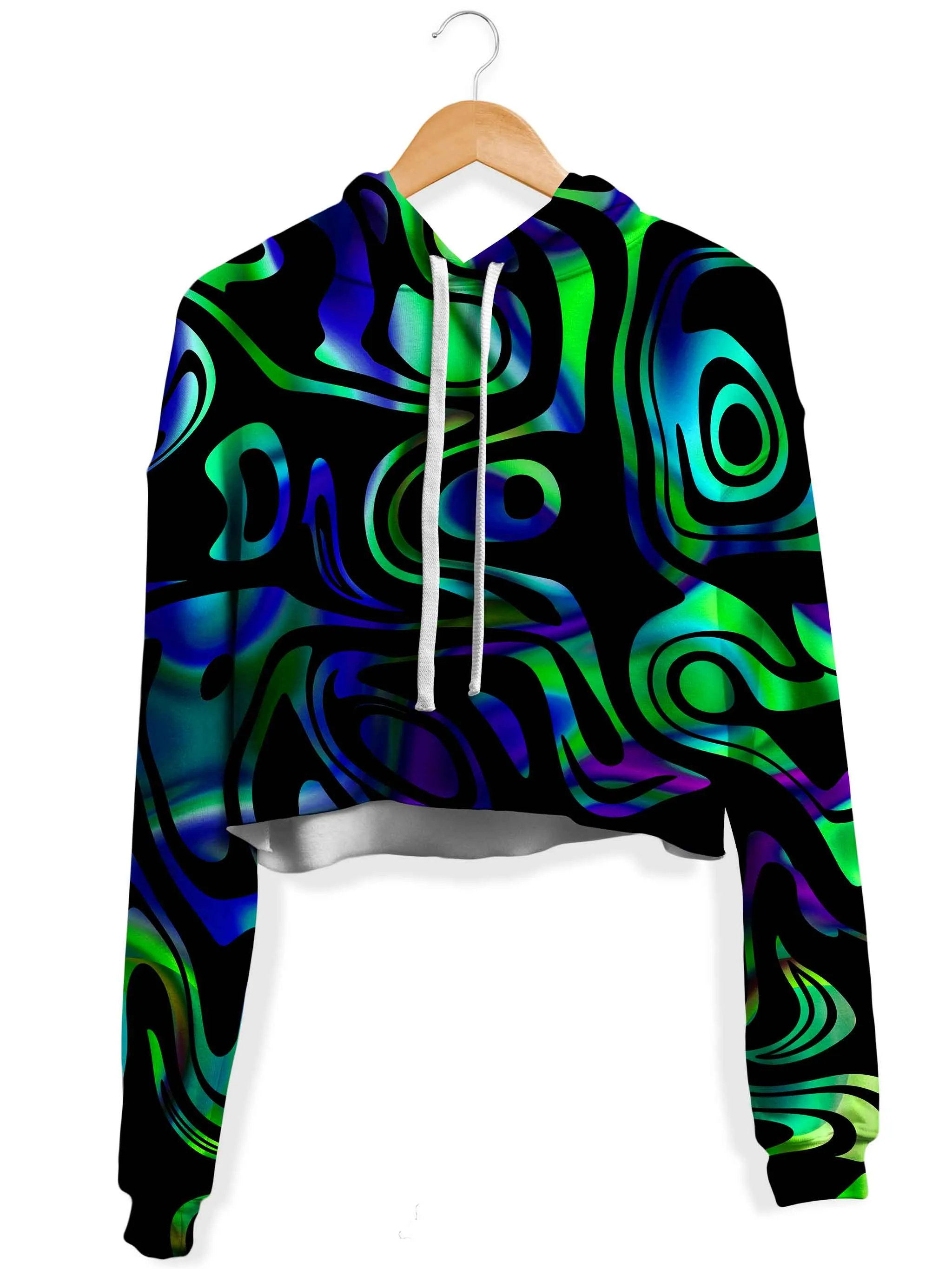 Network Abstract Fleece Crop Hoodie