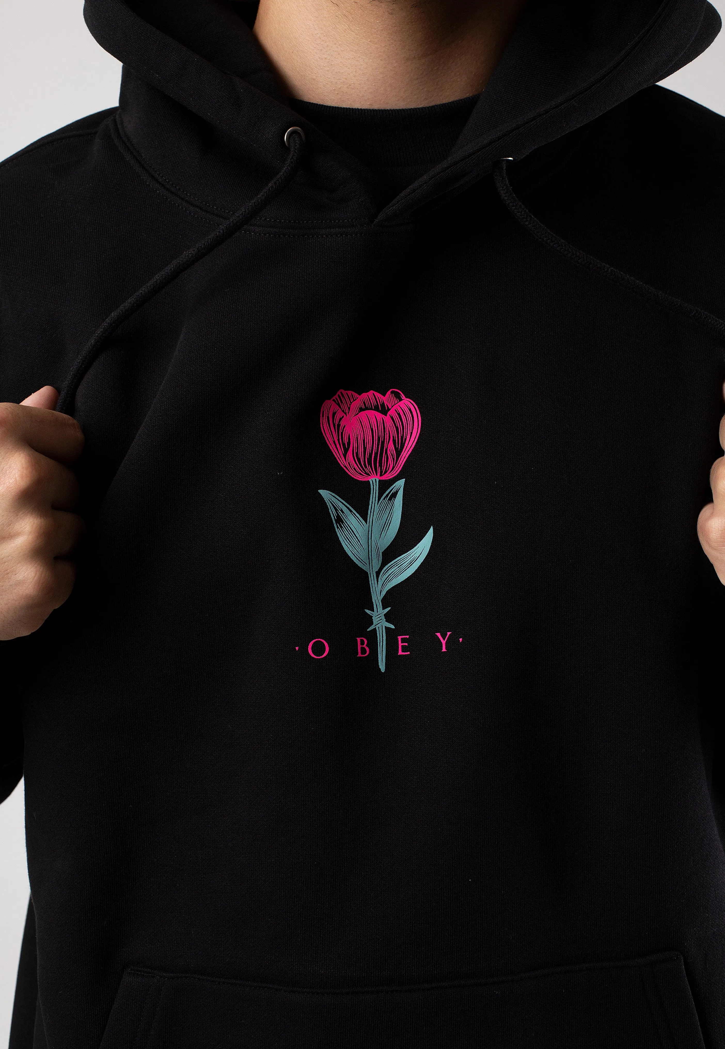 Obey - Barbwire Flower Black - Hoodie