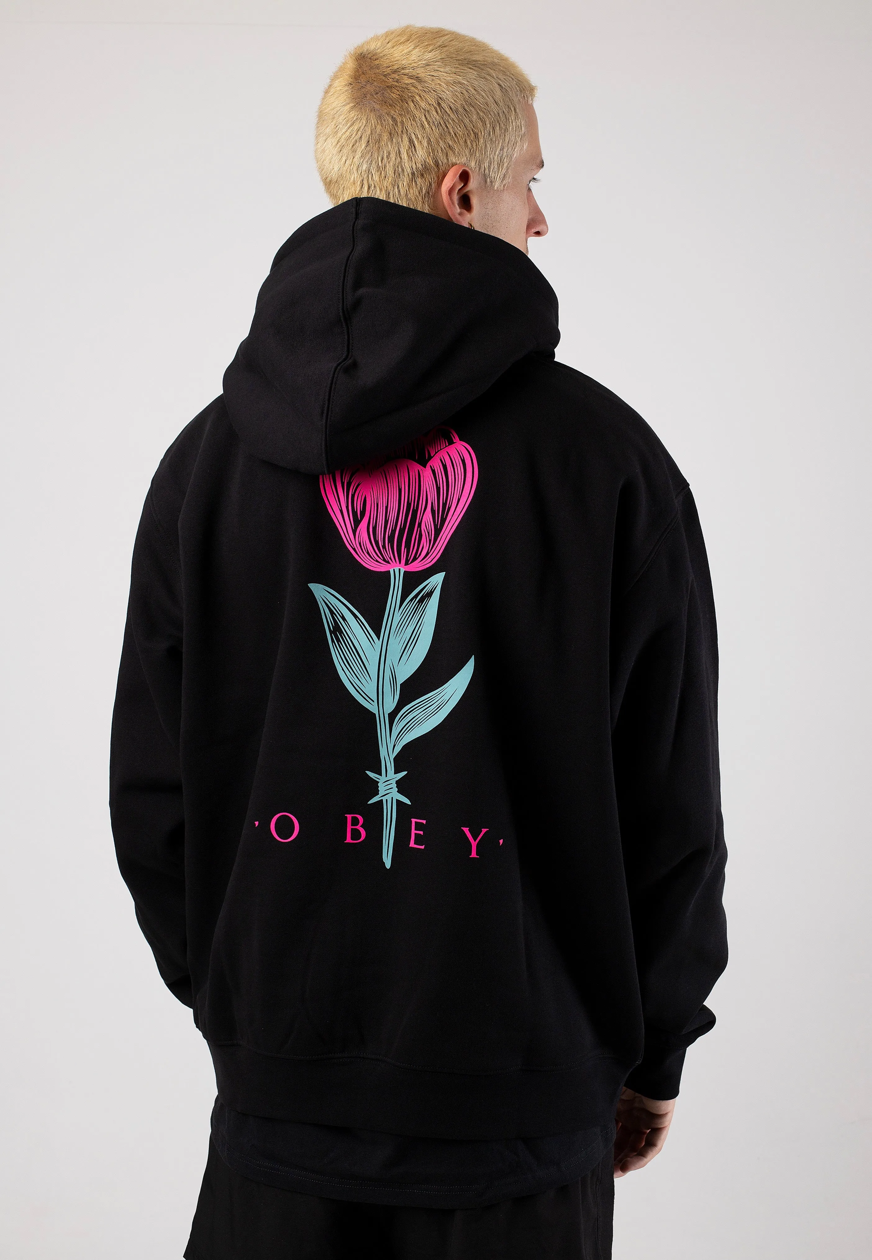 Obey - Barbwire Flower Black - Hoodie