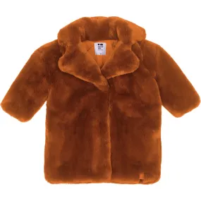 OMAMImini Kids Faux Fur Coat, Rust