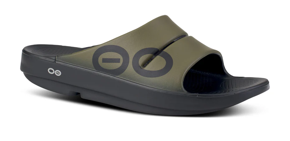 Oofos Men’s OOahh Sport Slide Sandals-Tactical Green