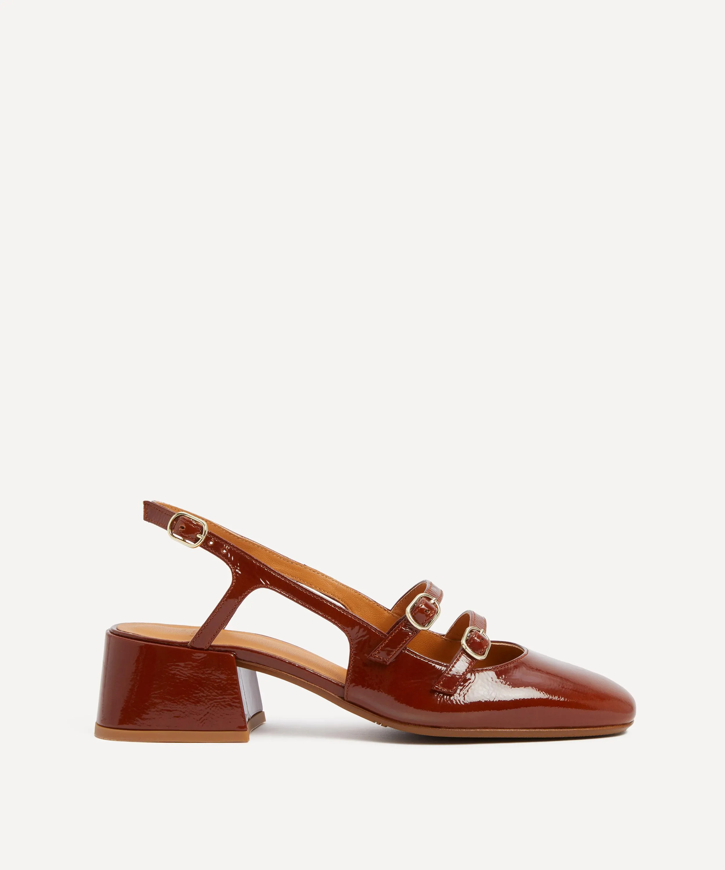 Paula Babies Sling-Back Heels in Patent Camel