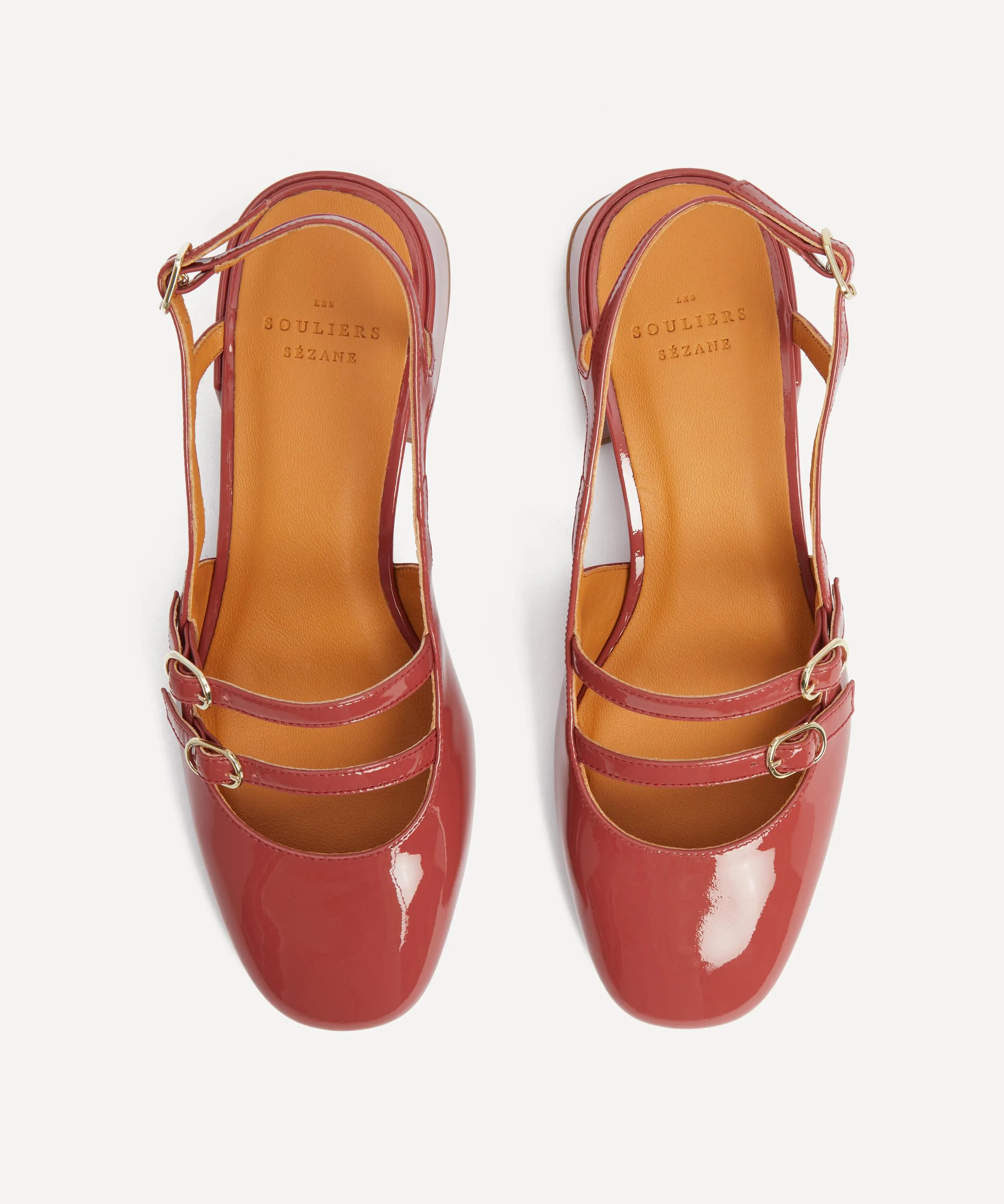 Paula Babies Sling-Back Heels in Patent Rosewood