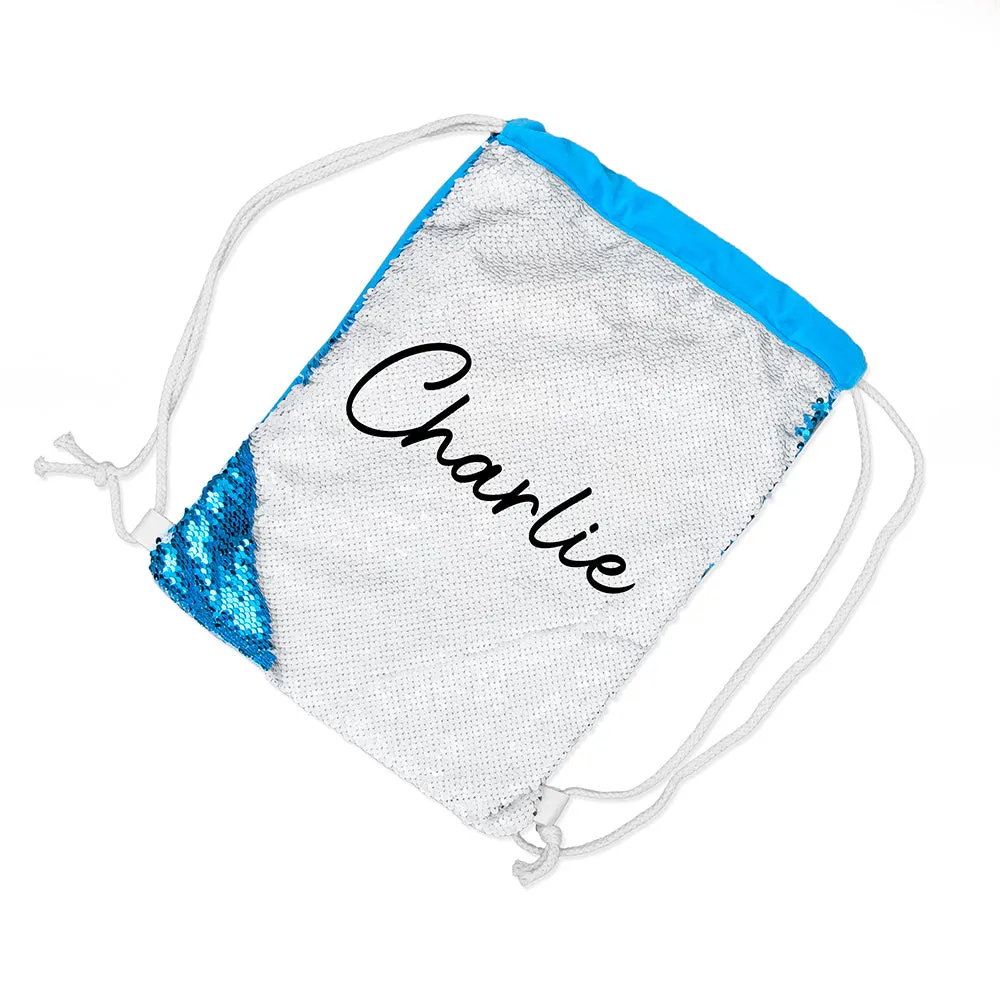 Personalised Kids Hidden Message Sequin Bag - Blue