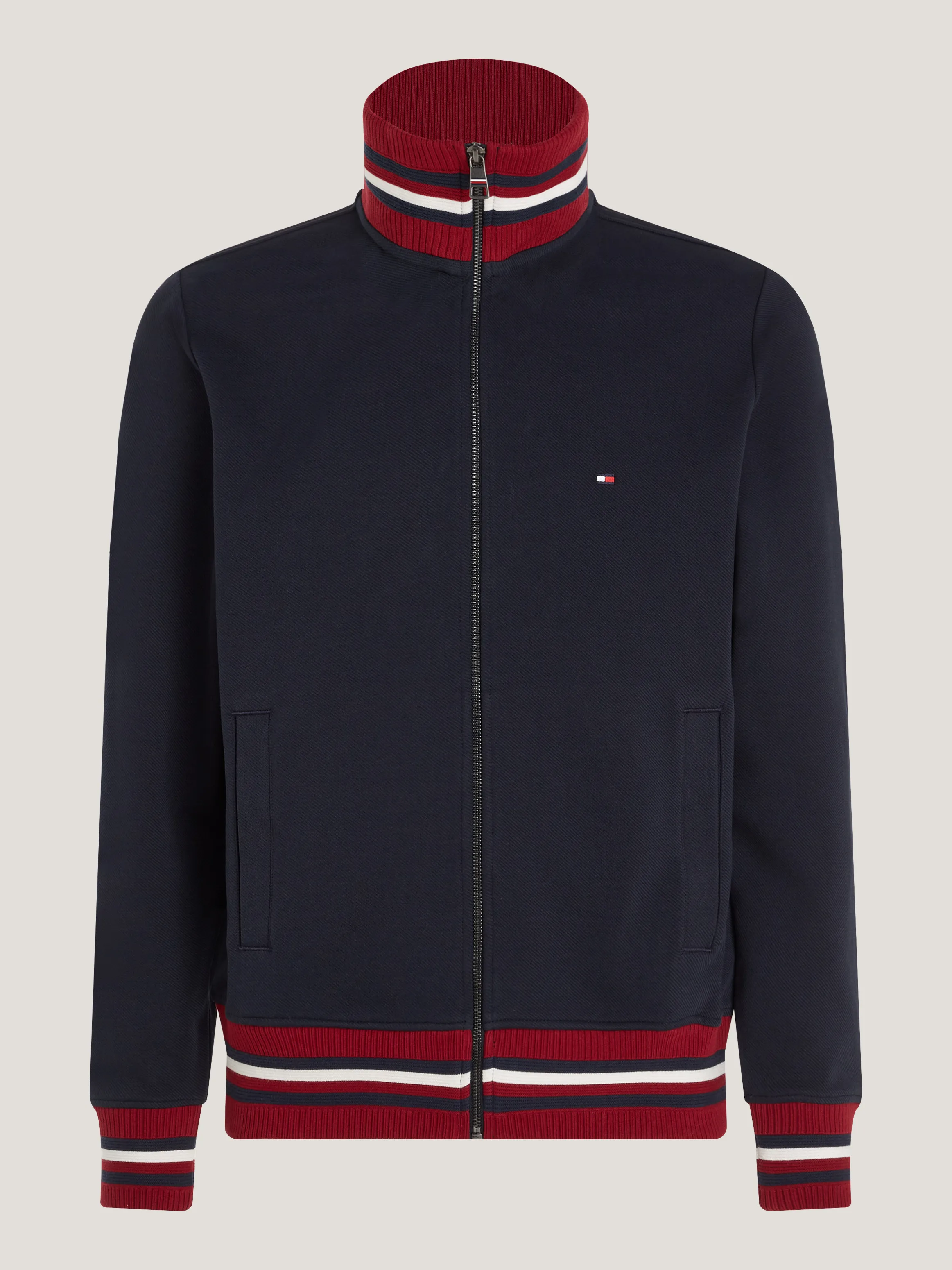 Plus Global Stripe Funnel Neck Zip-Thru Sweatshirt | Sweatshirts & Hoodies | Tommy Hilfiger