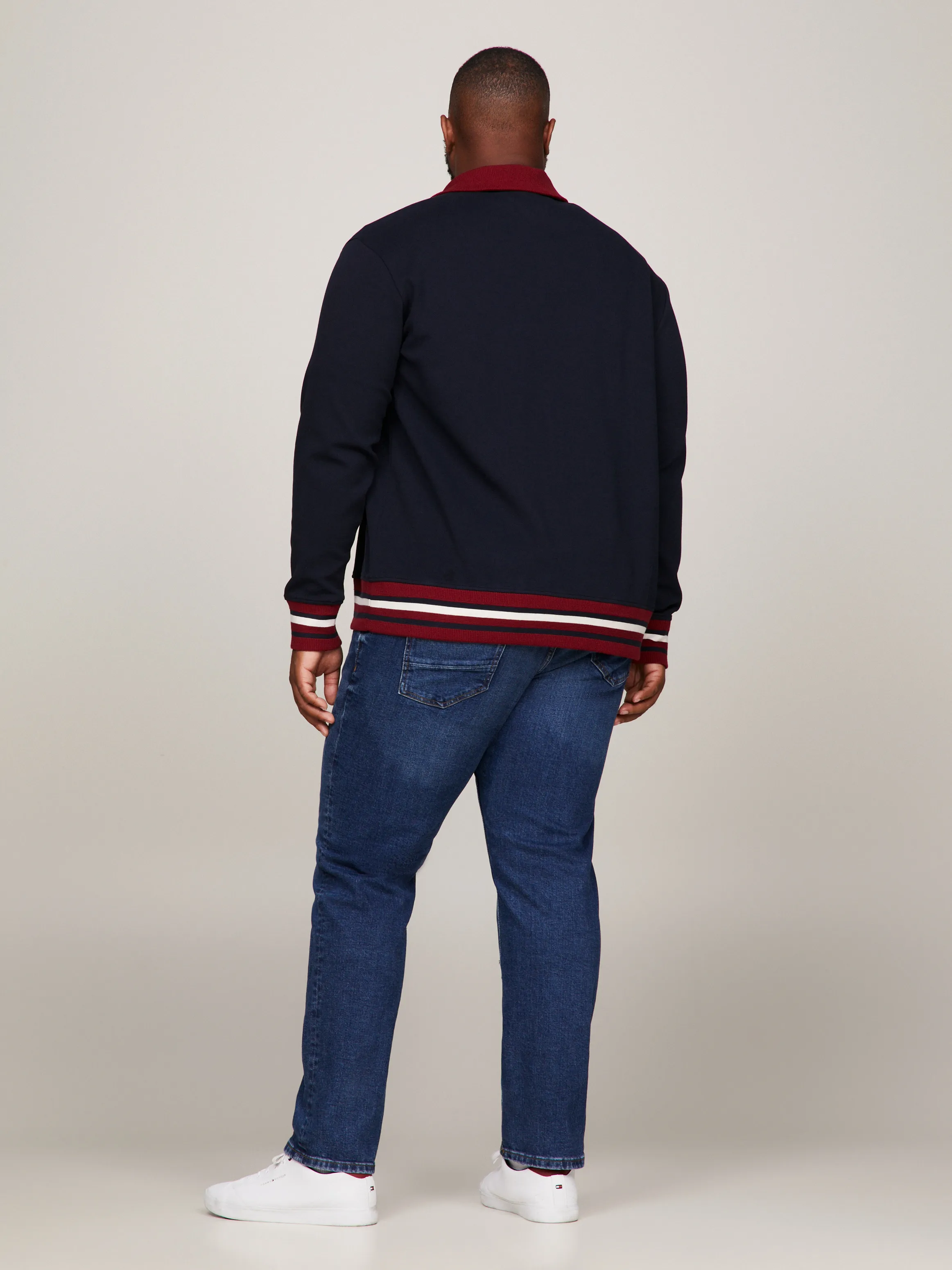 Plus Global Stripe Funnel Neck Zip-Thru Sweatshirt | Sweatshirts & Hoodies | Tommy Hilfiger