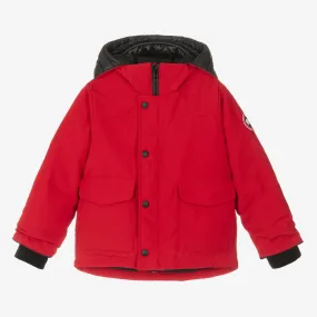 Red Down Padded Lynx Parka Coat