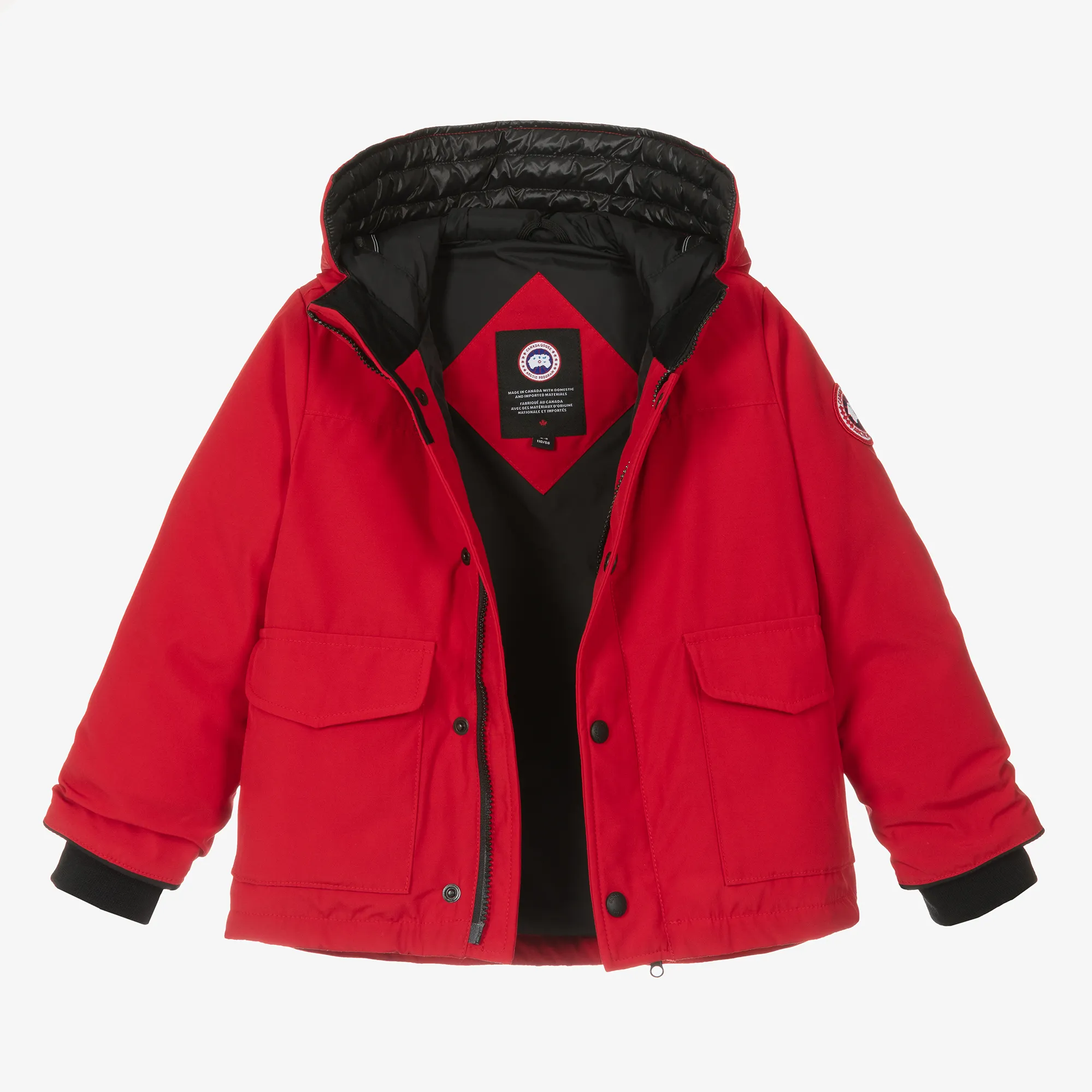 Red Down Padded Lynx Parka Coat