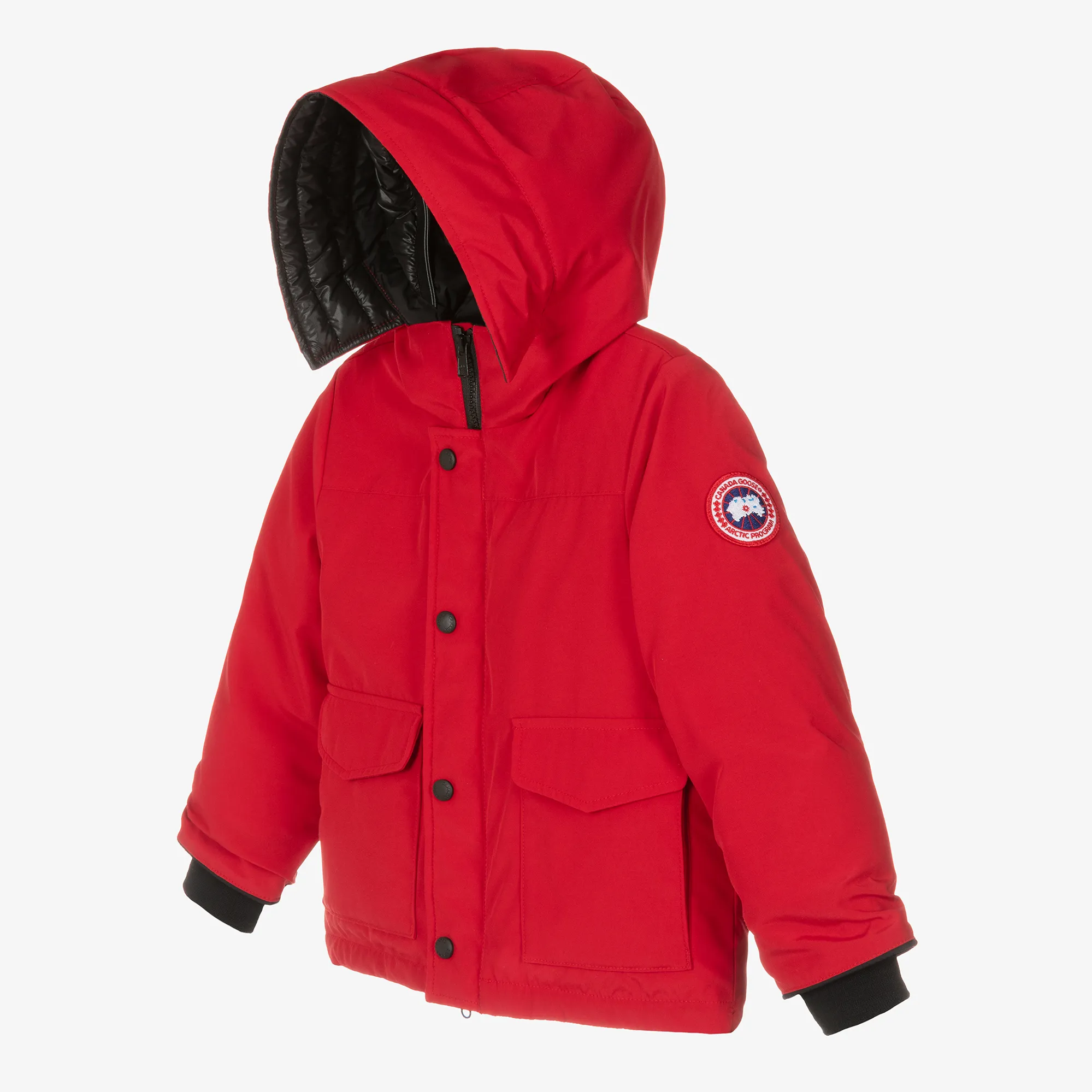 Red Down Padded Lynx Parka Coat