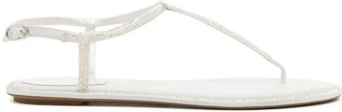 René Caovilla Diana leather open-toe sandals White