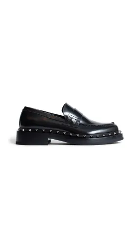 Rockstud M-Way Patent Calfskin Loafer - Black