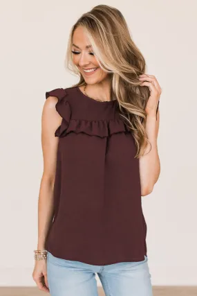 Rule The Day Ruffle Blouse- Plum