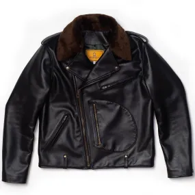 Shangri-la Heritage - Chiodo Fur Collar Black Steerhide Leather Jacket