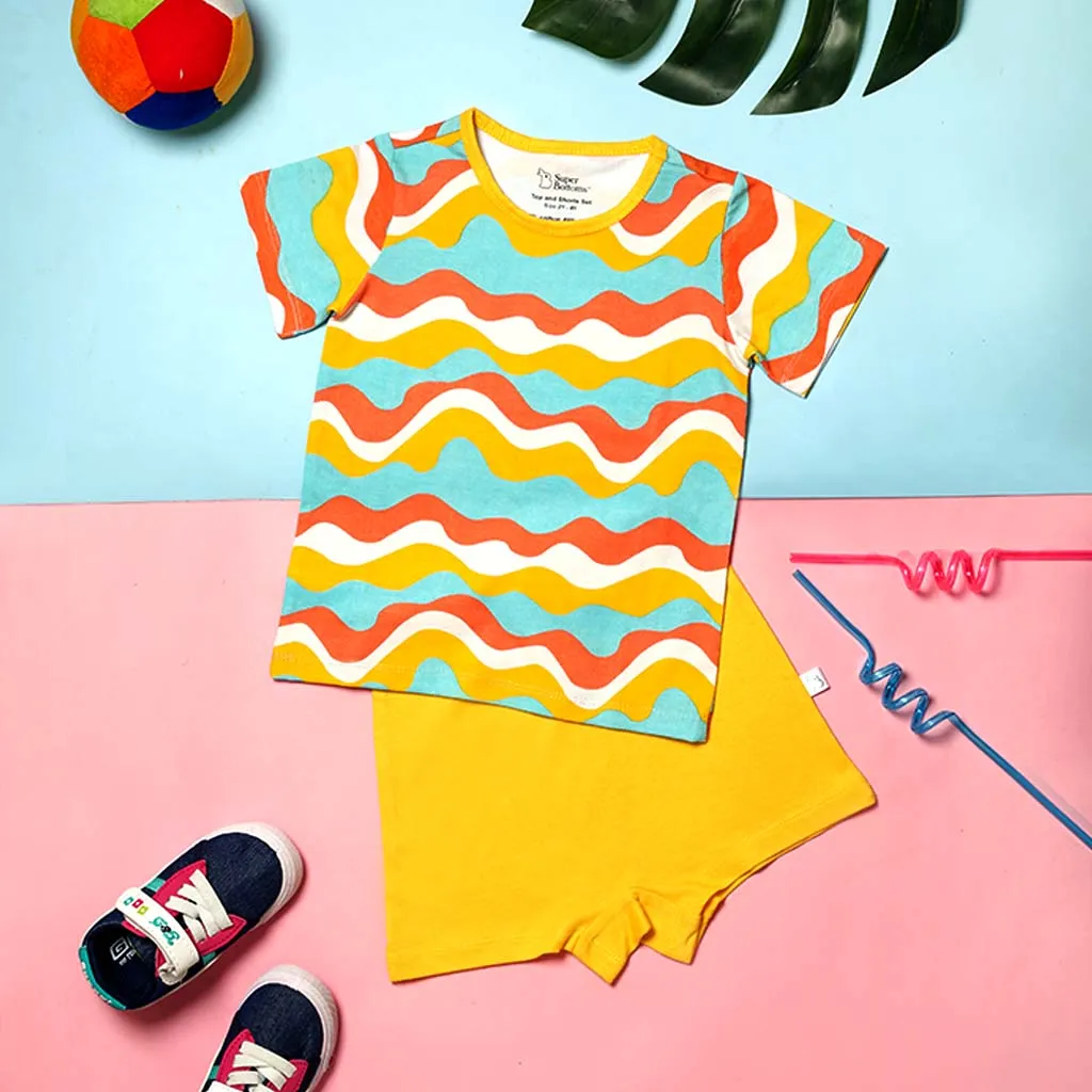 Short Sleeve Top & Shorts Set - Wavy Vibes - 1-2 years