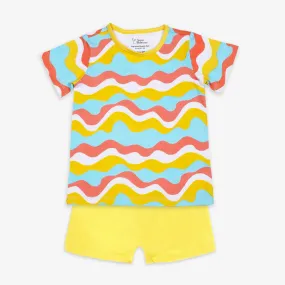 Short Sleeve Top & Shorts Set - Wavy Vibes - 1-2 years