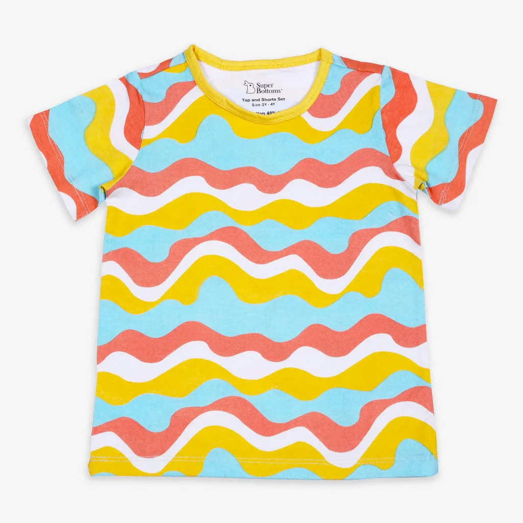 Short Sleeve Top & Shorts Set - Wavy Vibes - 1-2 years