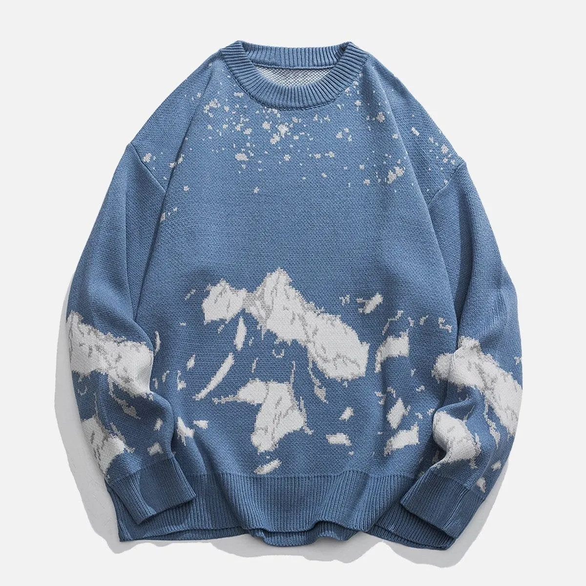 Snowy Mountains Print Sweater