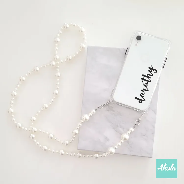 【Sonix】Faux Pearl Beads Crossbody TPU Transparent Phone Case 人造珍珠四角掛頸透明電話軟殼