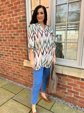 Stone Zig Zag Soft Touch Tunic Gloria