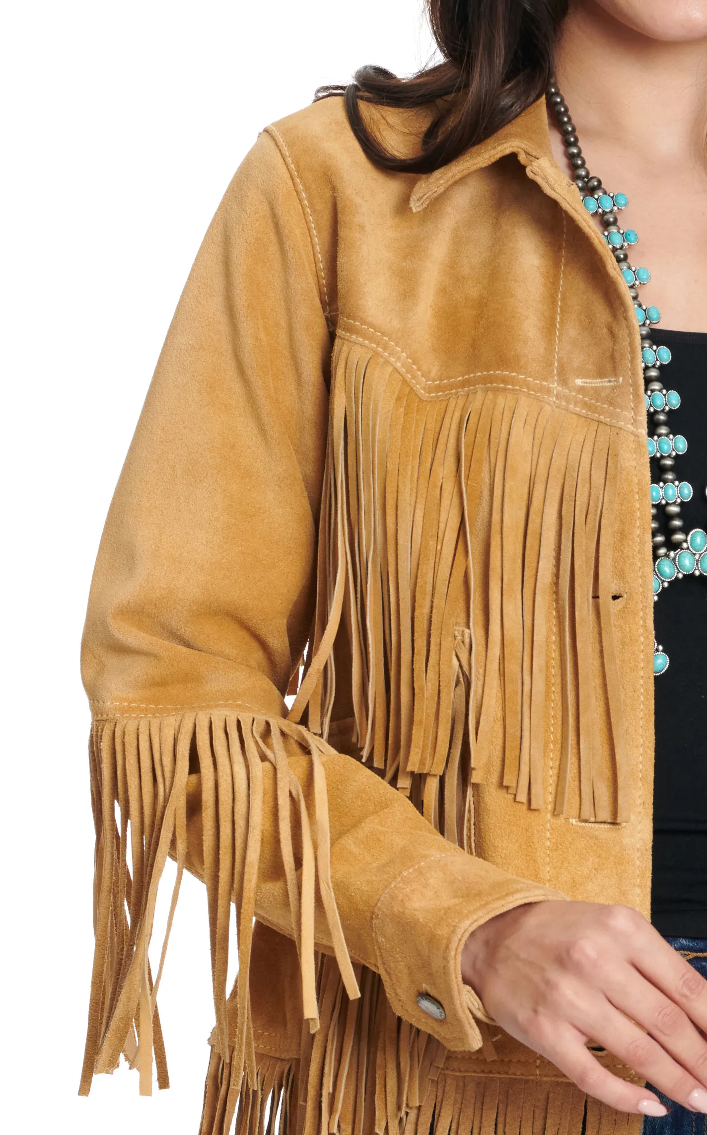 STS Ranchwear Women's Elsa Camel Fringe Leather Jacket