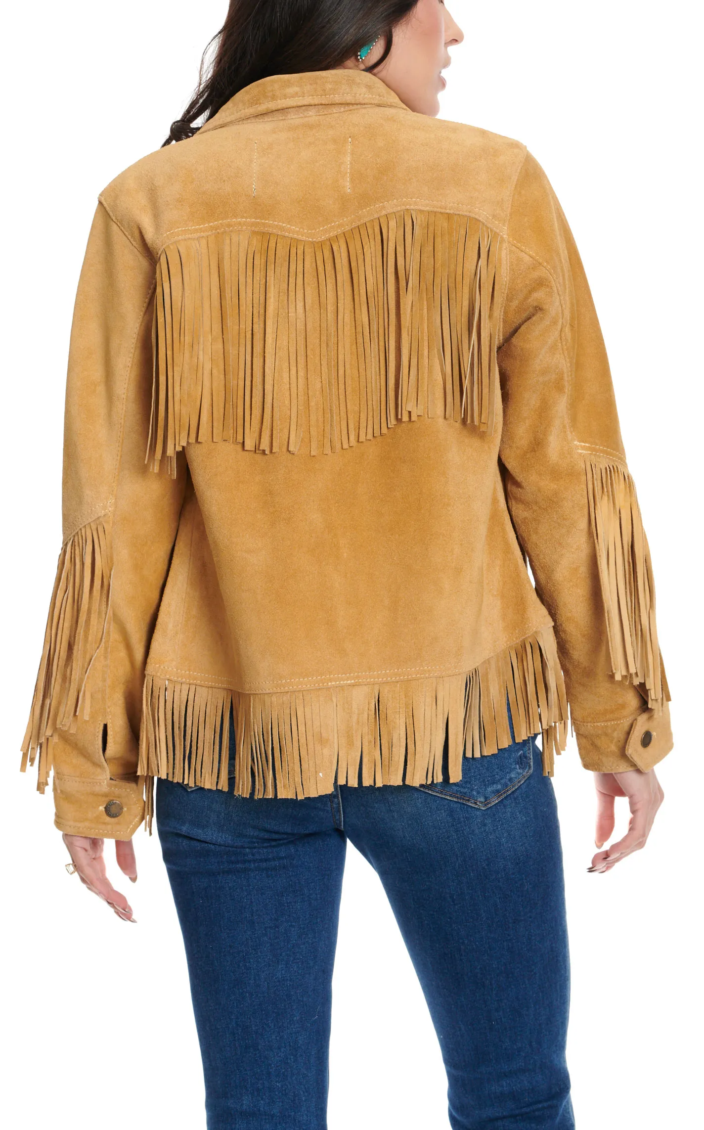 STS Ranchwear Women's Elsa Camel Fringe Leather Jacket